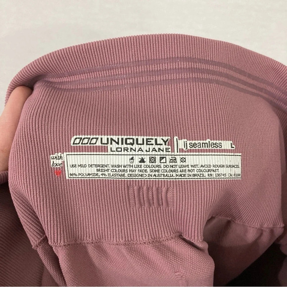 Uniquely Lorna Jane Pink Mauve Seamless Leggings Size Large - Picture 2 of 10